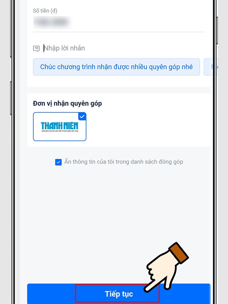 Chọn Tiếp tục Chọn Tiếp tục