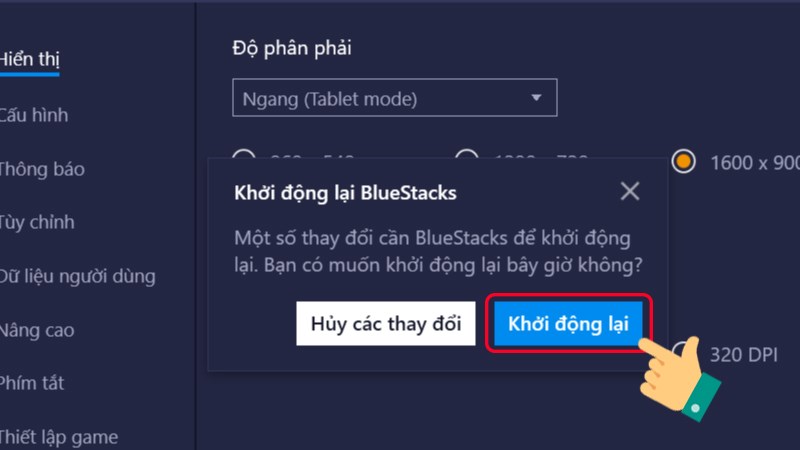 Khởi động lại BlueStacks