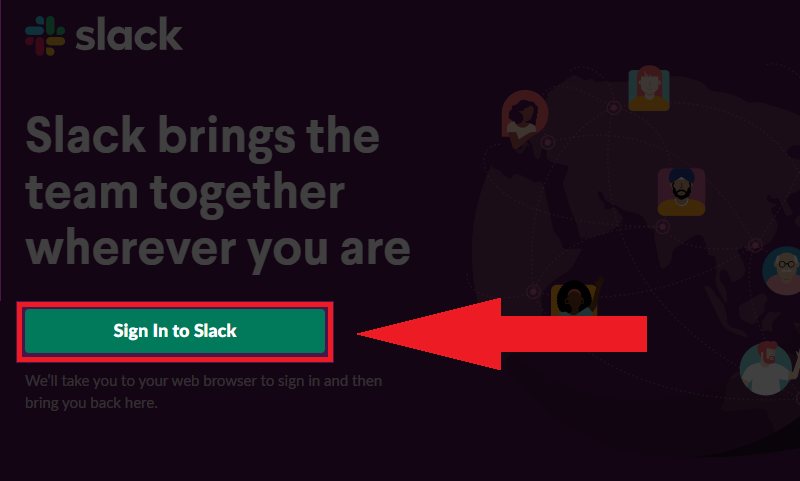 Chọn Sign in to Slack