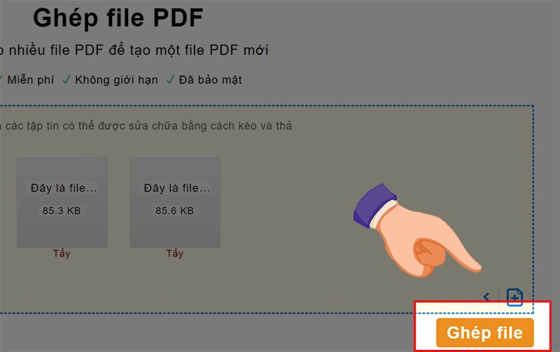 Chọn Ghép file để ghép file PDF lại với nhau.