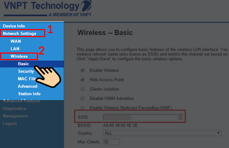 Vào Network Setting