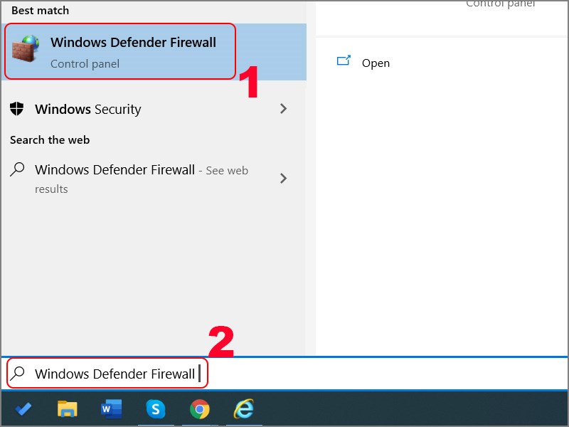 Mở Windows Defender Firewall