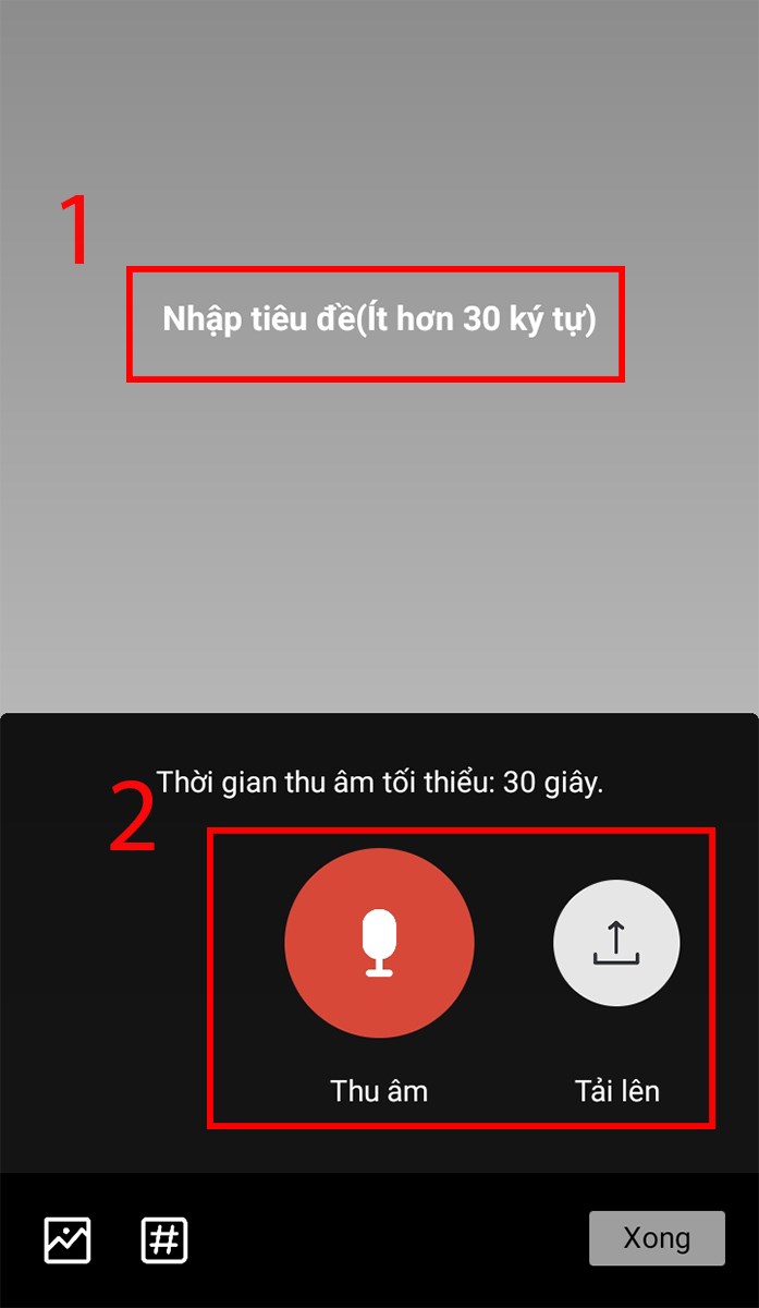 Nhập ti&ecirc;u đề v&agrave; bắt đầu thu &acirc;m
