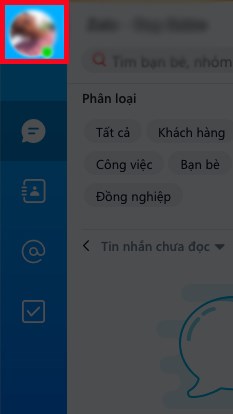 Chọn v&agrave;o ảnh đại diện ở g&oacute;c tr&ecirc;n b&ecirc;n tr&aacute;i m&agrave;n h&igrave;nh