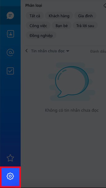 Chọn biểu tưởng b&aacute;nh răng ở dưới g&oacute;c tr&aacute;i m&agrave;n h&igrave;nh