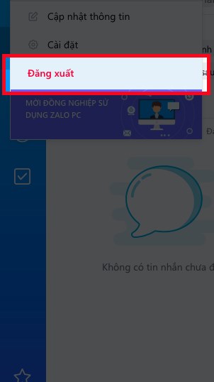 Chọn đăng xuất