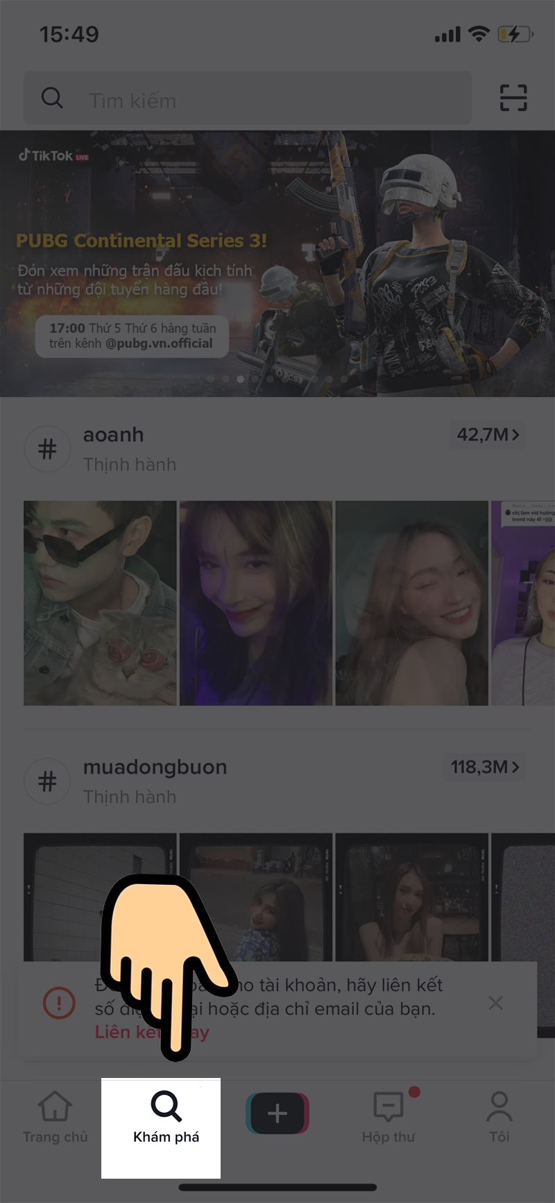 chọn mục Kh&aacute;m ph&aacute;