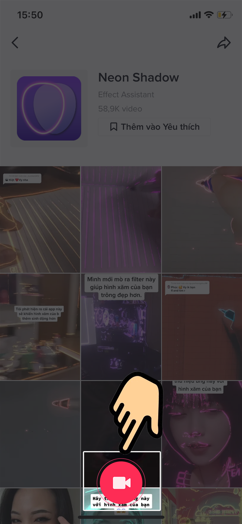 Nhấn n&uacute;t quay biểu tượng camera m&agrave;u đỏ