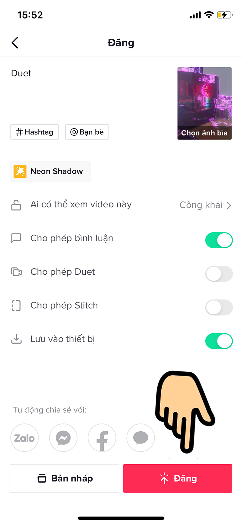 bạn nhấn Đăng l&agrave; ho&agrave;n tất tải video l&ecirc;n Tik Tok