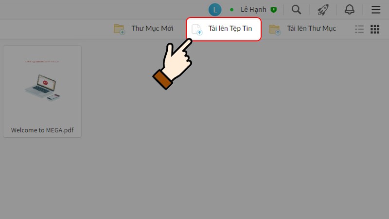 Nhấn chọn Tải lên Tập tin