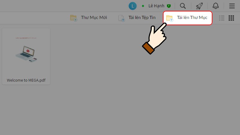 Để lưu trữ thư mục, nhấn chọn Tải lên Thư mục