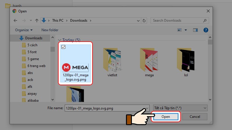 Chọn file muốn lưu trữ > Nhấn chọn Open Chọn file muốn lưu trữ > Nhấn chọn Open