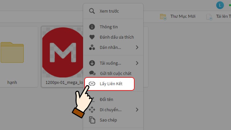 Nhấn phải chuột vào file/ thư mục > Chọn Lấy Liên kết Nhấn phải chuột vào file/ thư mục > Chọn Lấy Liên kết