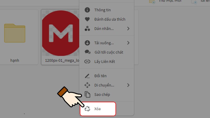 Nhấn phải chuột vào file/ thư mục > Chọn mục Xóa Nhấn phải chuột vào file/ thư mục > Chọn mục Xóa