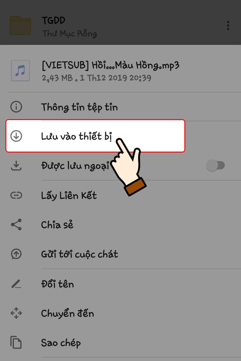 Nhấn chọn Lưu vào thiết bị