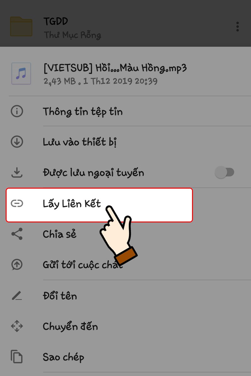 Nhấn chọn Lấy Liên kết