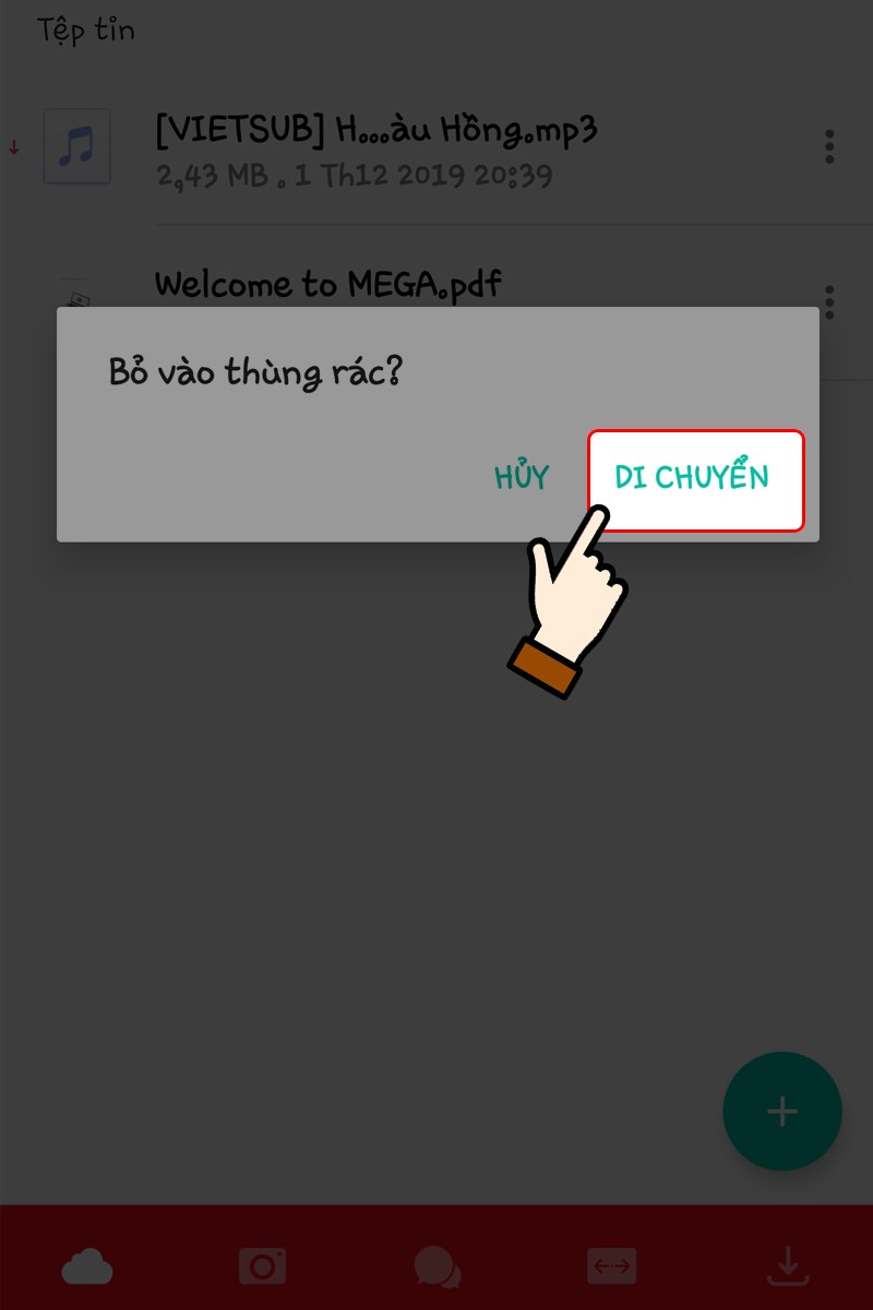 Nhấn chọn Di chuyển để xóa file/ thư mục