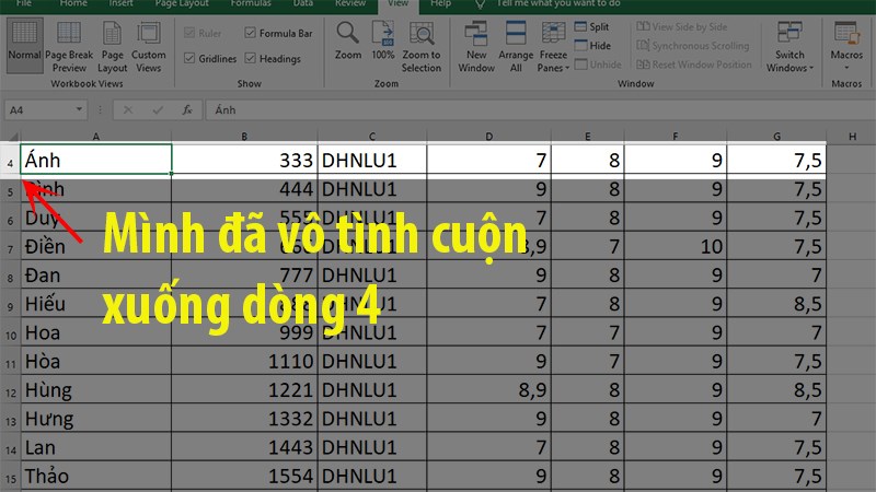 Vô tình cuộn xuống dòng 4