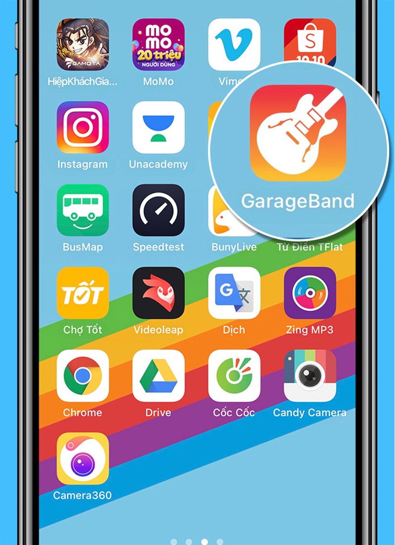 Mở Garageband trên điện thoại