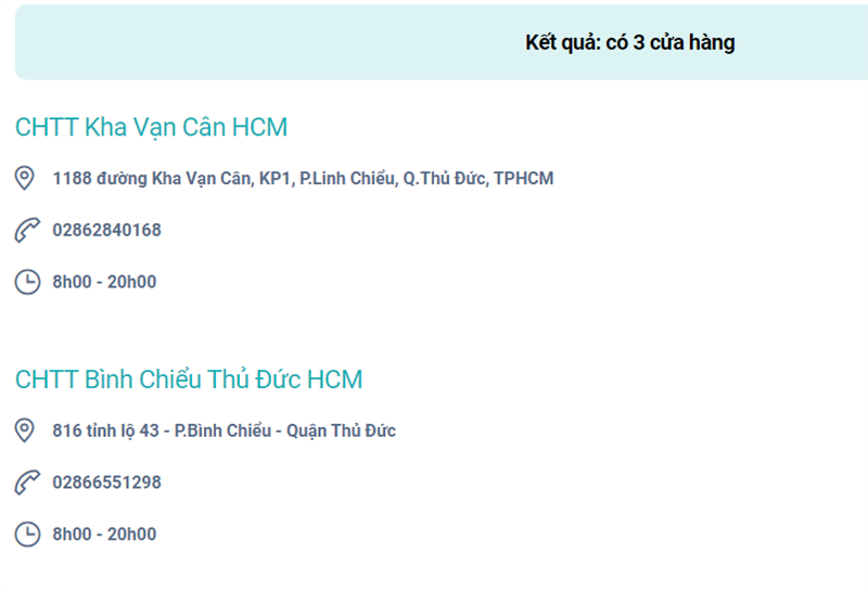 danh sách các cửa hàng Viettel gần khu vực