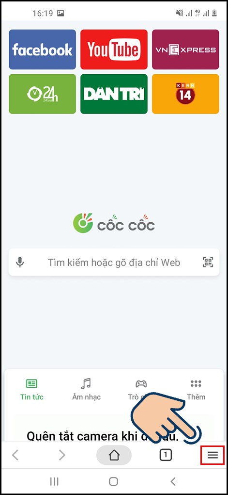 Chọn v&agrave;o biểu tượng dấu 3 gạch.