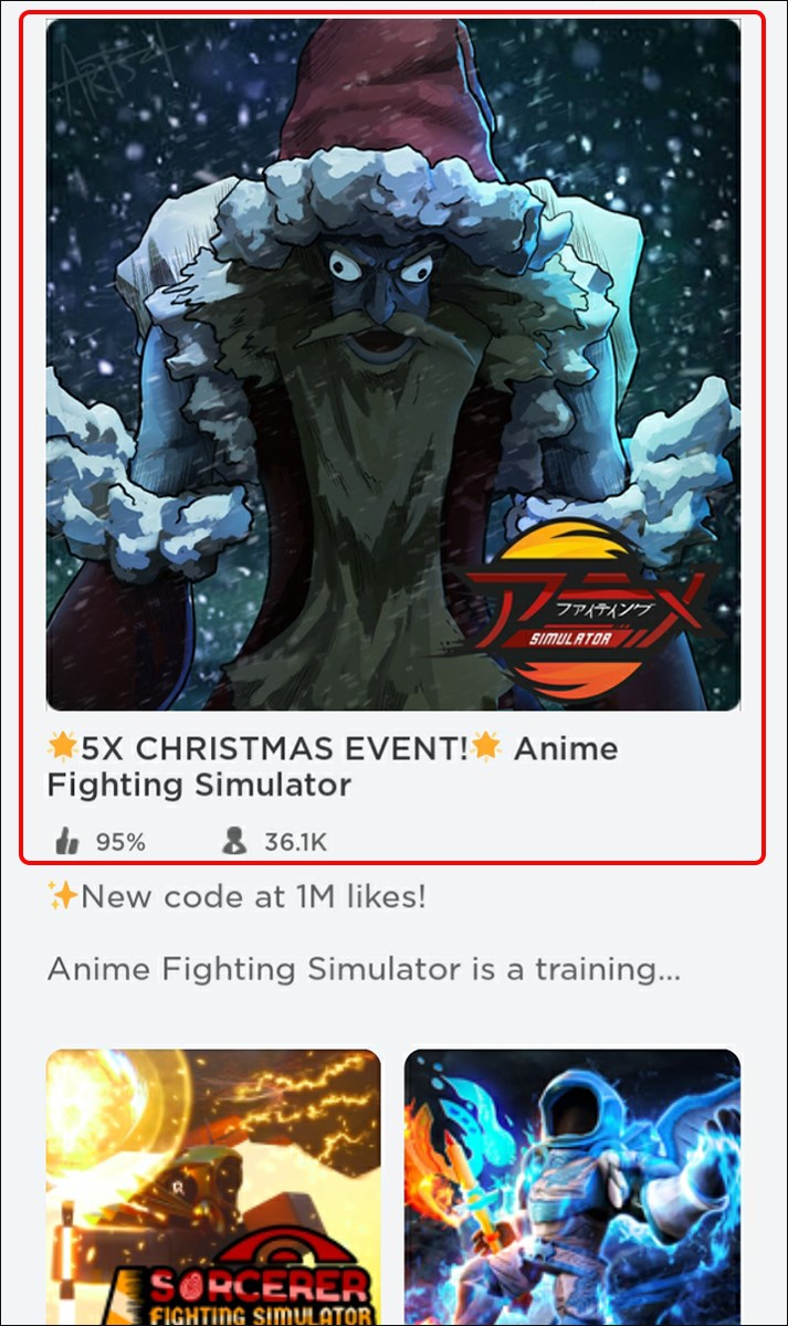 Vào game Roblox > Nhấn chọn Anime Fighting Simulator