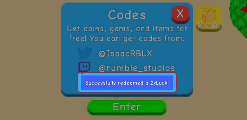 Phần thưởng sau khi nhập code thành công
