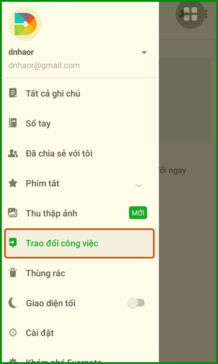 Chọn Trao đổi công việc