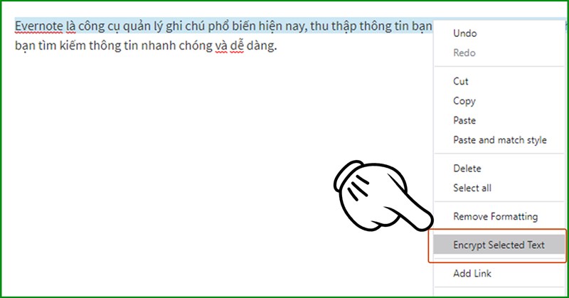 Chọn Encrypt Selected Text
