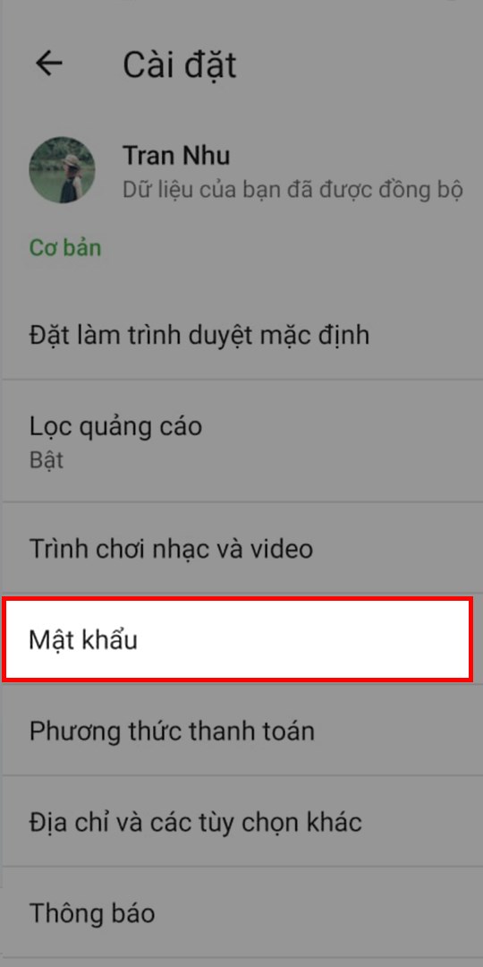 Chọn Mật khẩu. Chọn Mật khẩu.