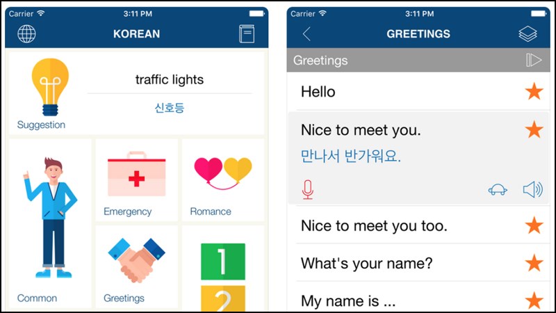 Ứng dụng Học các từ và cụm từ tiếng Hàn