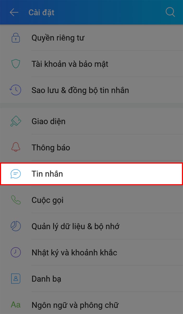 Chọn vào mục Tin nhắn Chọn vào mục Tin nhắn