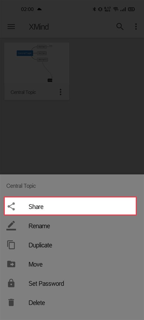 Chọn Share để chia sẻ sơ đồ tư duy