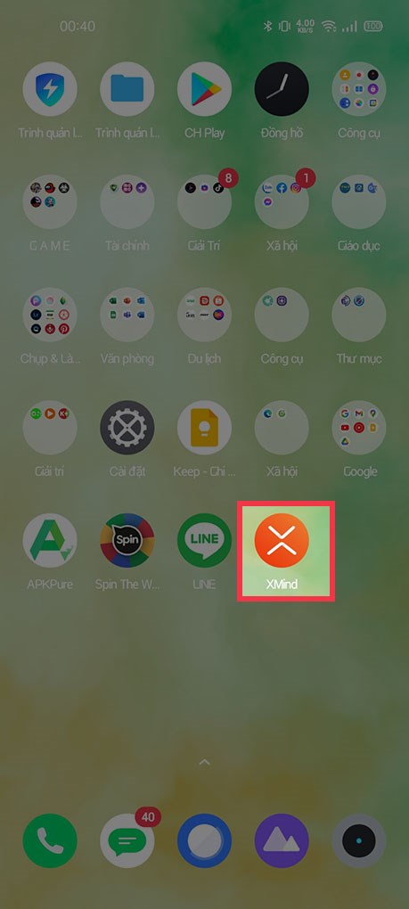 Mở ứng dụng XMind