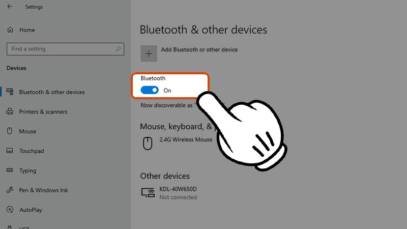 Click chuột bật bluetooth