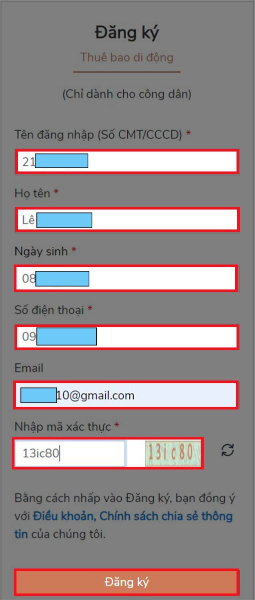 Điền đầy đủ th&ocirc;ng tin y&ecirc;u cầu v&agrave; bấm đăng k&yacute;
