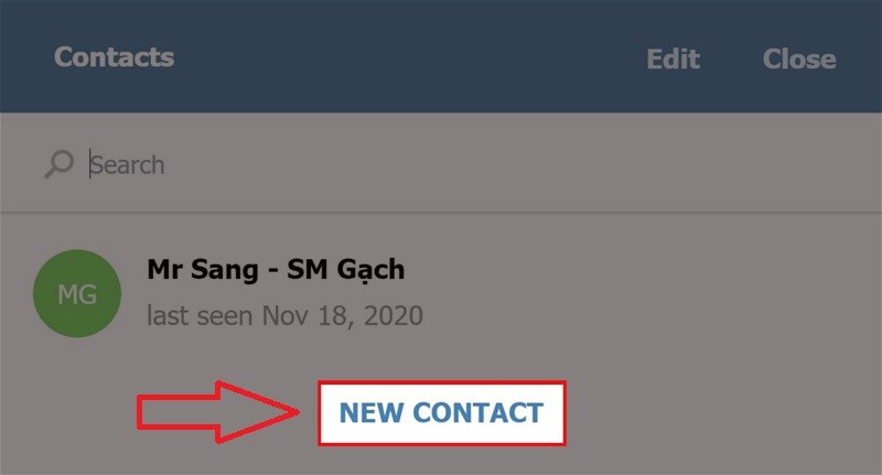 Chọn NEW CONTACTS