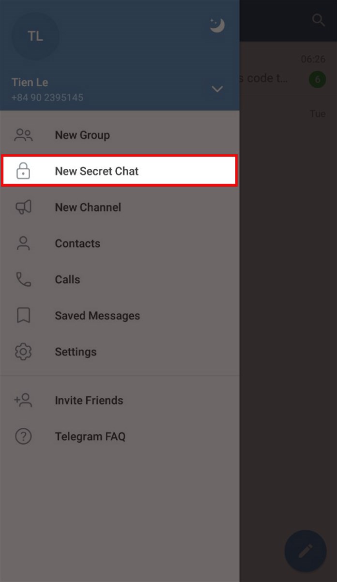 Chọn New Secret Chat.