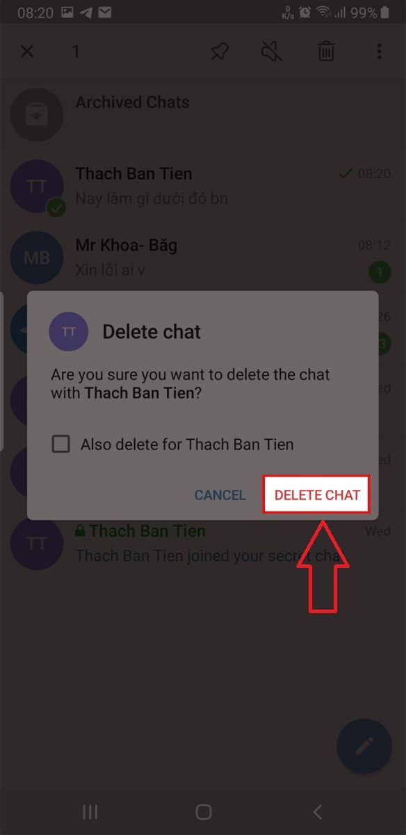 Chọn Delete Chat