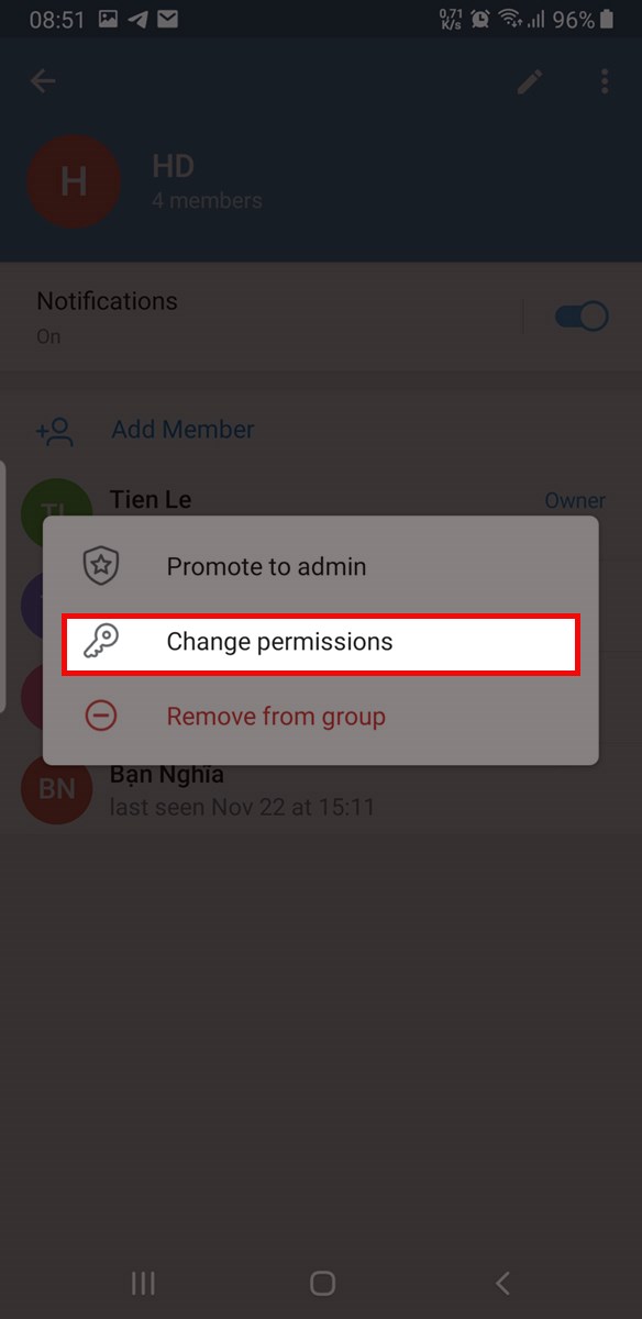 Chọn Change permissions