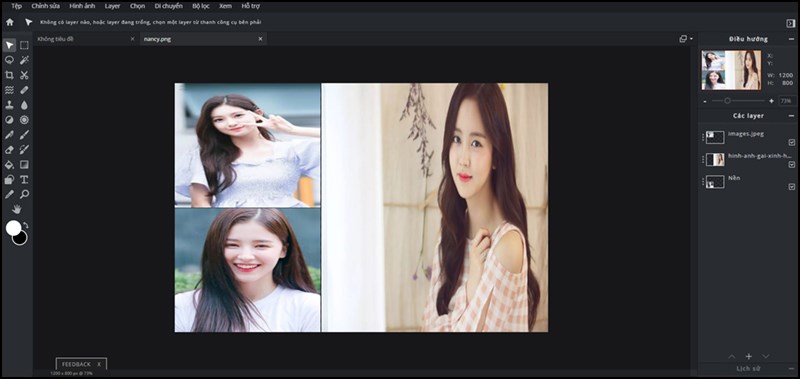 Giao diện chỉnh sửa, ghép ảnh trực tuyến với Pixlr