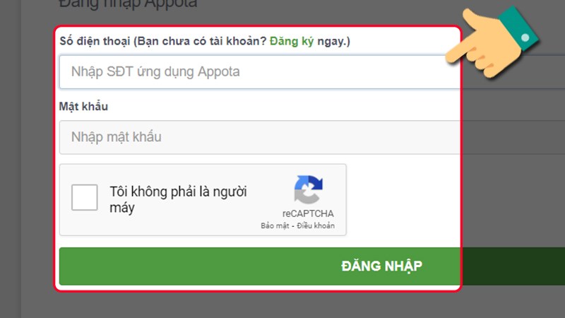 Đăng nhập tài khoản ứng dụng Appota