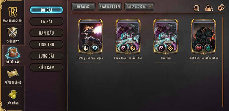 Lựa 1 bộ b&agrave;i cho mỗi v&aacute;n đấu