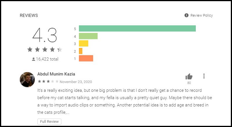 Xếp hạng Meow Talk trên Google Play