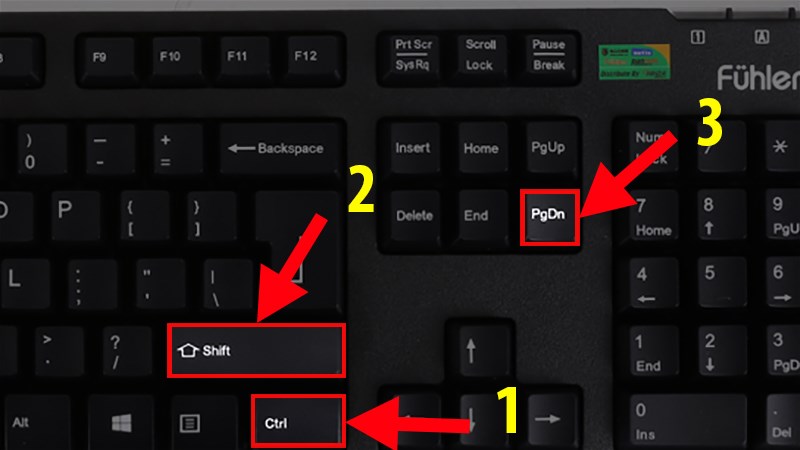 Nhấn tổ hợp phím Ctrl + Shift + Pg Down (Để chuyển đến Sheet bên phải)