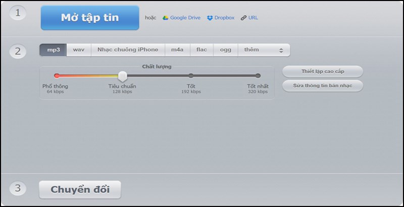 Giao diện chuyển đổi MP4 sang MP3 trực tuyến với Online Audio Converter