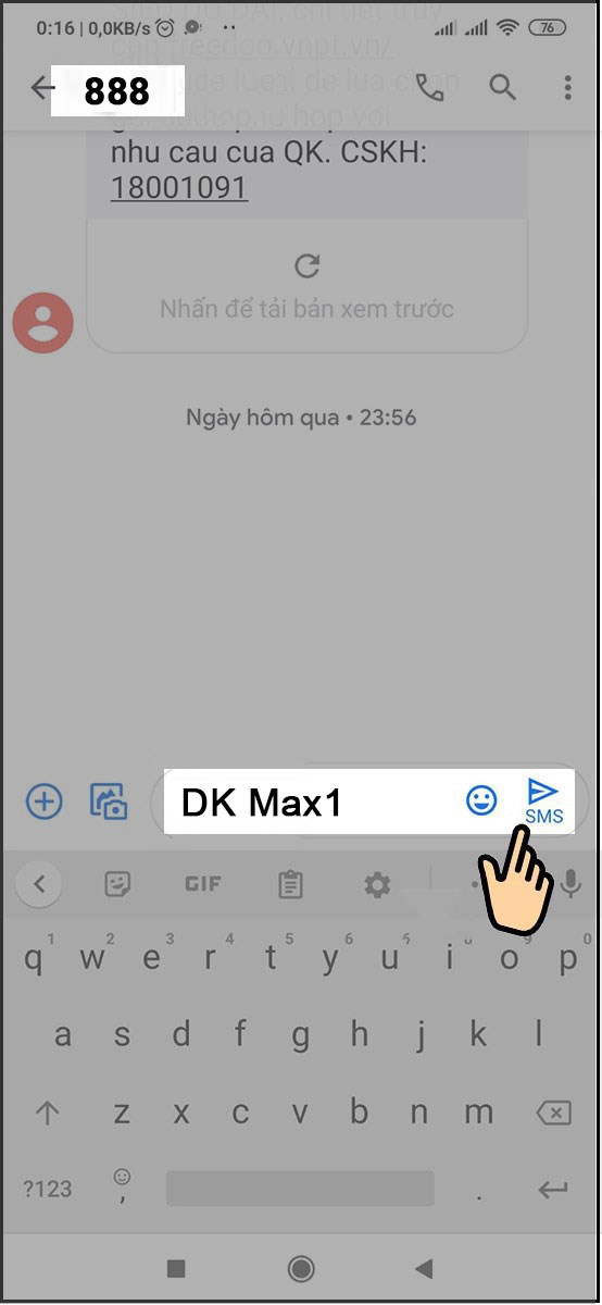 Nhập gói cước Max1