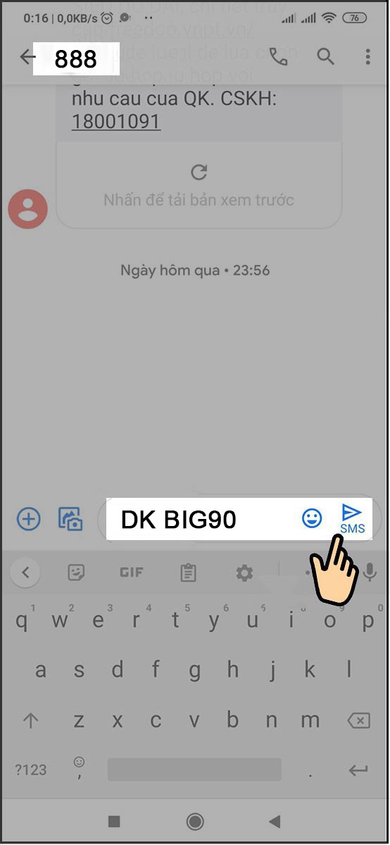 Nhập gói cước BIG90