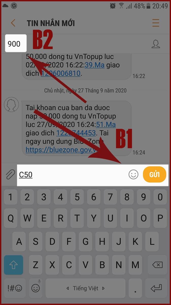 Soạn cú pháp C50 gửi 900