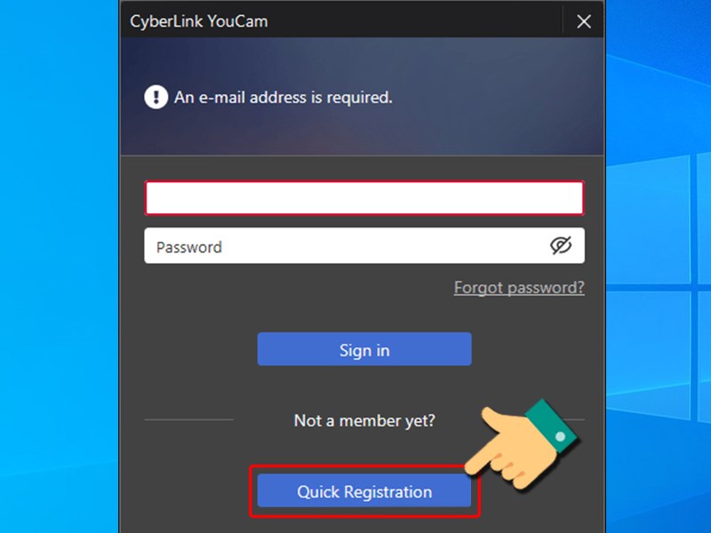 Chọn Quick Registration